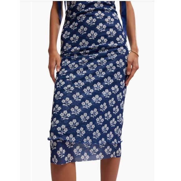 Free people floral navy mesh mid dress size medium - Picture 4 of 10